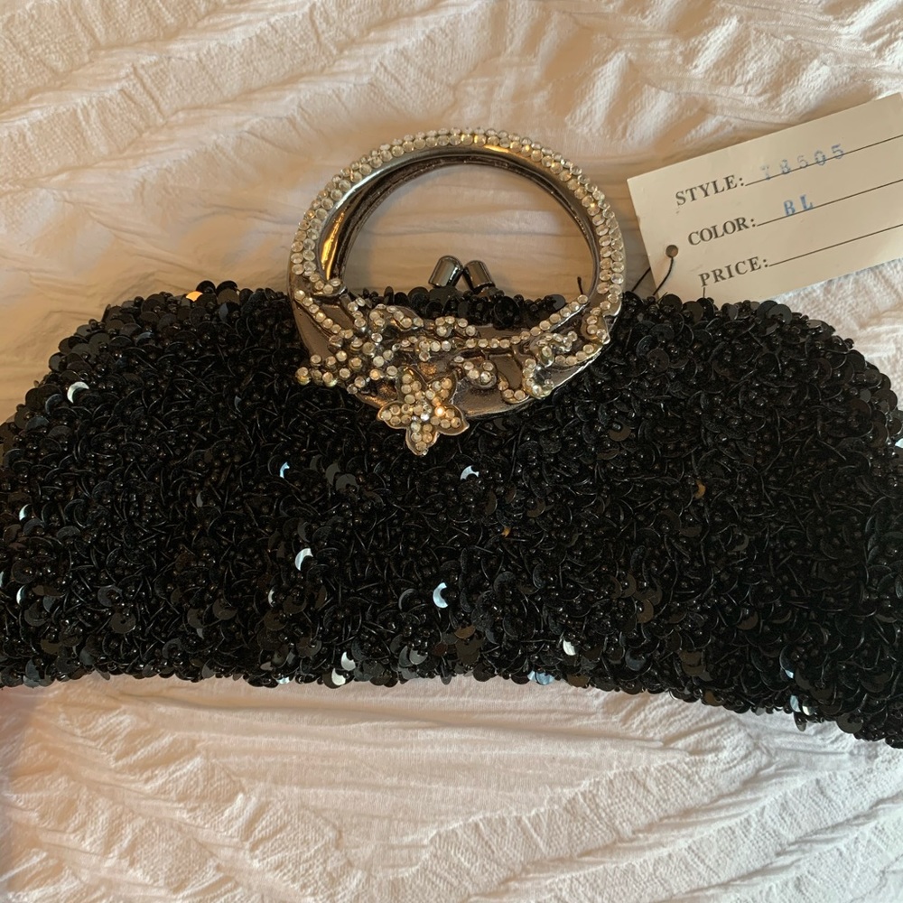 Black Sequence Evening Bag - Picture 3 of 6